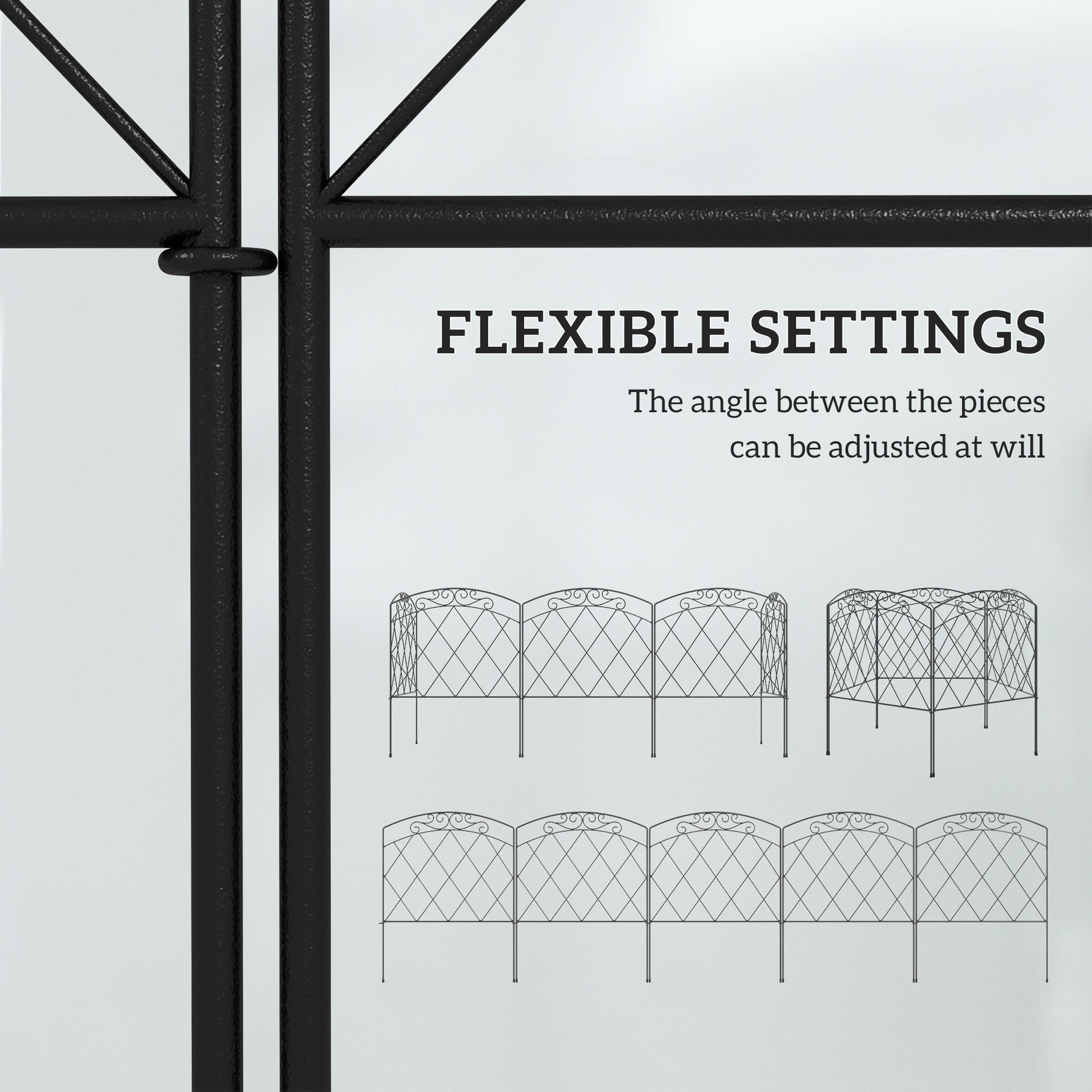 5 Pack Garden Fencing for Yard, Decorative Fence Panels as Animal Barrier and Flower Edging, Swirls Black