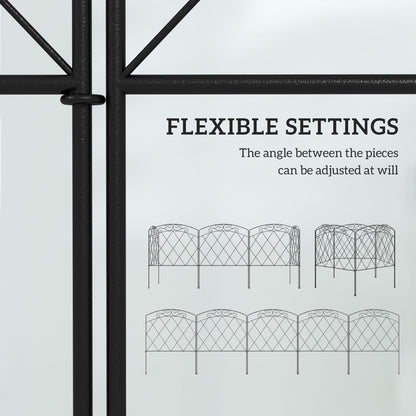 5 Pack Garden Fencing for Yard, Decorative Fence Panels as Animal Barrier and Flower Edging, Swirls Black