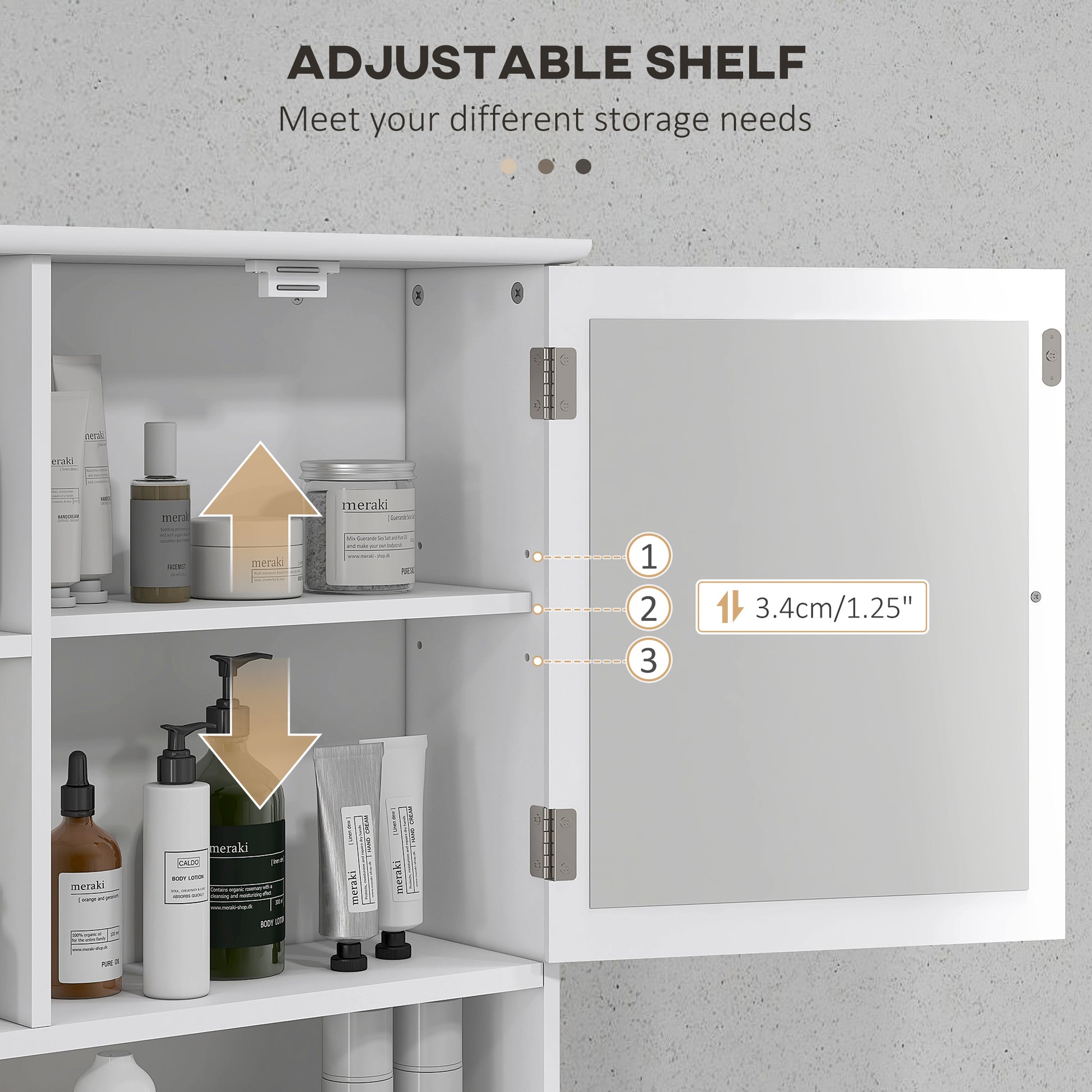 Wall-Mounted Medicine Cabinet, Bathroom Mirror Cabinet with Doors and Storage Shelves, White
