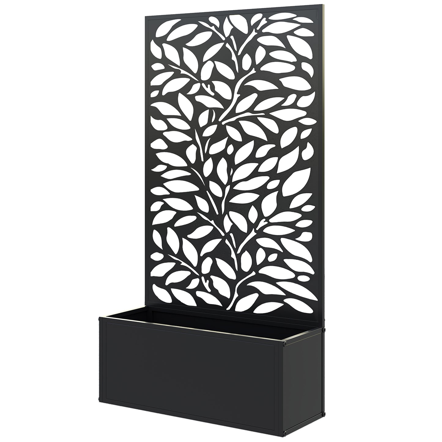 Metal Raised Garden Bed with Privacy Panel, Freestanding or Wall Mounted Outdoor Planter Box for Garden, Patio