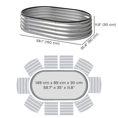 2Pcs Galvanized Raised Garden Bed, 5 x 3 x 1 ft Modular Metal Garden Beds with Rubber Strip Edging, Silver