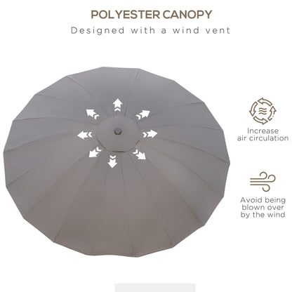 8ft Shanghai Garden Parasol Umbrella with Crank & Tilt, Adjustable Outdoor Sun Shade, Dark Grey