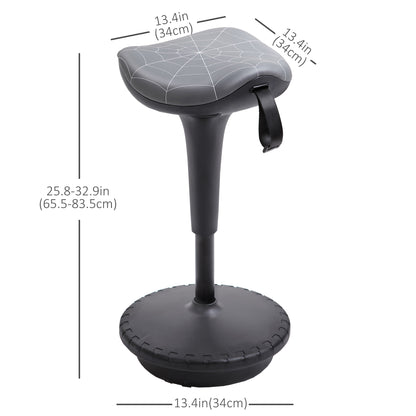 Backless Wobble Stool Chair, Standing Desk Chair, Adjustable Learning Stool for Office Desks, with Rocking Motion, Grey