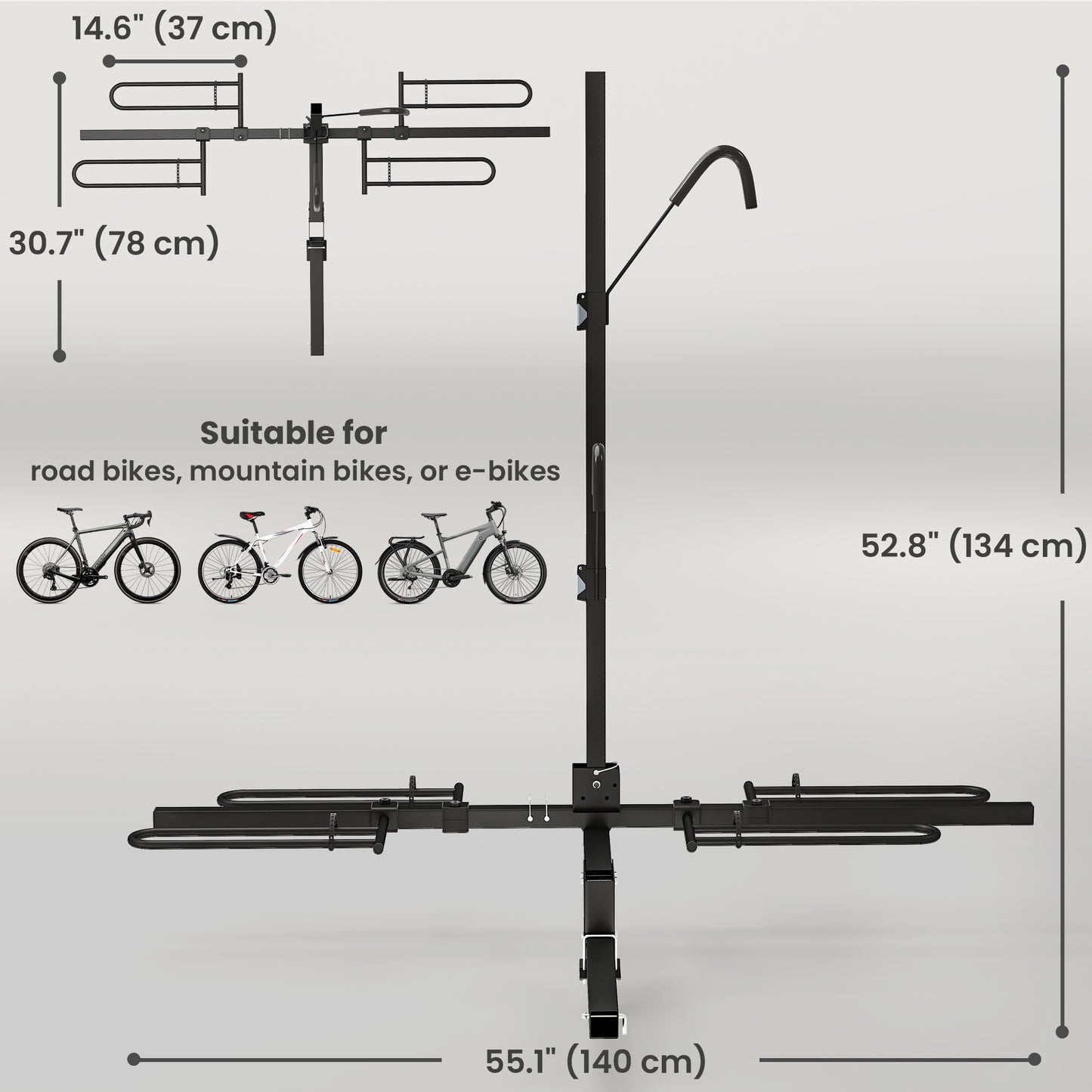 Hitch Bike Rack for Car, 200 lbs 2 Bike Rack with Platform Style, Safety Strap for 2" Receiver, Black