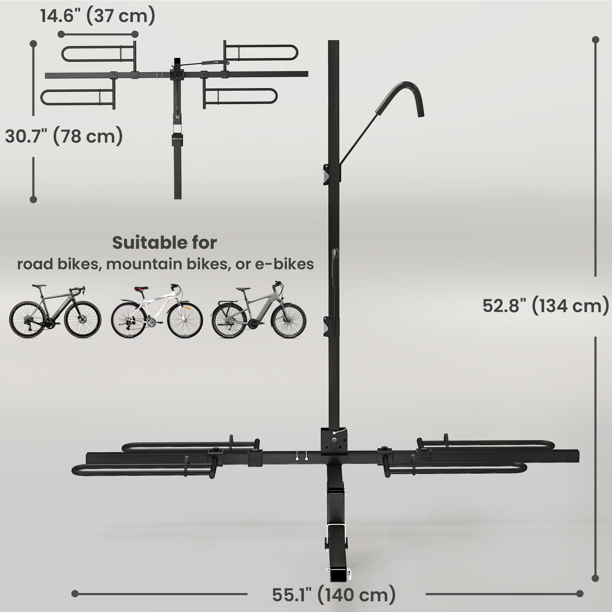 Hitch Bike Rack for Car, 200 lbs 2 Bike Rack with Platform Style, Safety Strap for 2" Receiver, Black