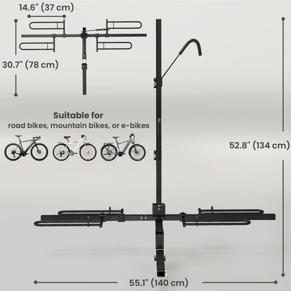 Hitch Bike Rack for Car, 200 lbs 2 Bike Rack with Platform Style, Safety Strap for 2" Receiver, Black