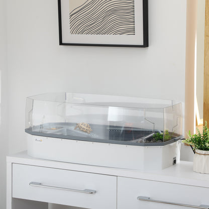 Turtle Tank Kit, Turtle Aquarium with Basking Platform, Water Pump, Filter Layer Design, Reptile Habitat