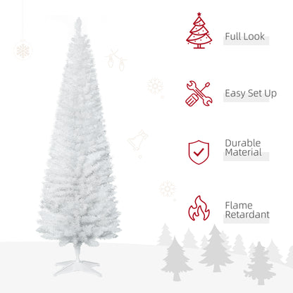 6 FT Christmas Tree Classic Tree Holiday Indoor Decoration, with Stable Plastic Base, White