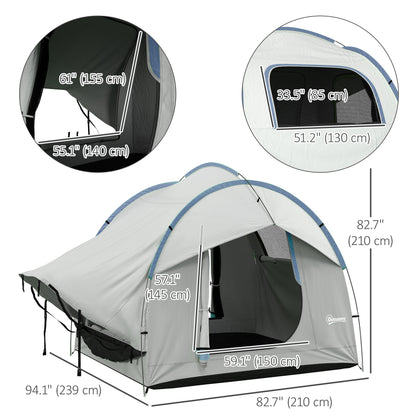 2000mm Waterproof SUV Tent, Car Tent with 3 Doors and Mesh Window, for 5-6 Person Camping Travel, Grey and Blue