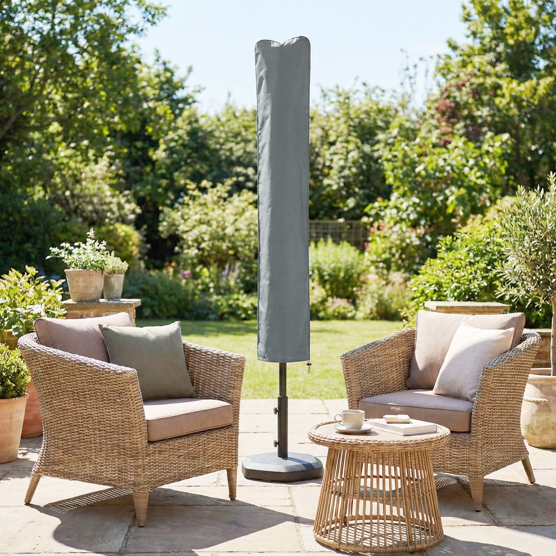 Parasol Cover, Patio Cantilever Cover, Banana Umbrella Cover with Zipper, Grey