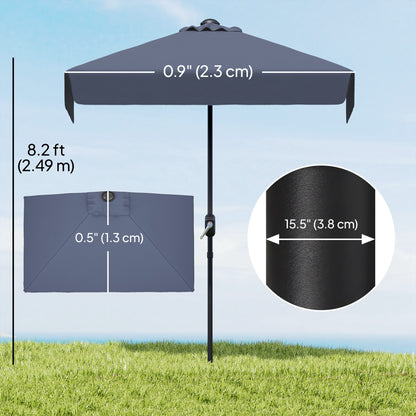 7.5ft Half Umbrella Semi Patio Parasol with Crank Handle, Top Vent for Garden, Balcony- NO BASE INCLUDED, Dark Blue