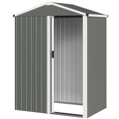 4.5 x 3ft Outdoor Storage Shed, Waterproof Metal Garden Shed with Lockable Door for Backyard, Patio, Lawn, Light Grey