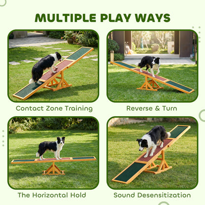 Wood Pet Seesaw Platform Dog Agility Training Equipment Run Game Toy Weather Resistant Pet Supplies Natural
