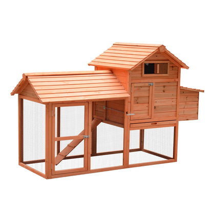 82" Deluxe Chicken Coop Wooden Hen House Rabbit Hutch Poultry Cage Pen Backyard with Run and Nesting Box