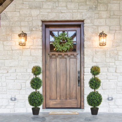 2 Pack 40" Artificial Trees, Boxwood Topiary Ball Trees with Pot for Indoor, Outdoor, Home Office, Living Room, Green