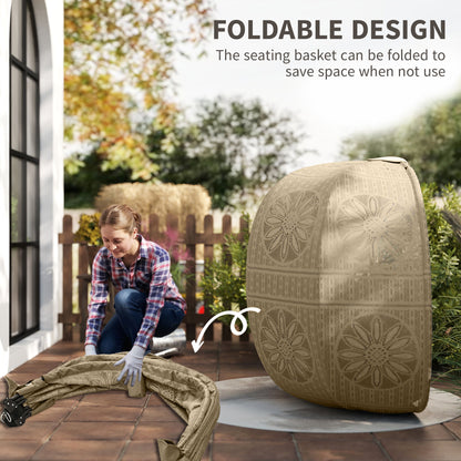 Hanging Egg Chair with Stand, Foldable Basket Swing Chair with Removable Washable Cushion, Dark Grey