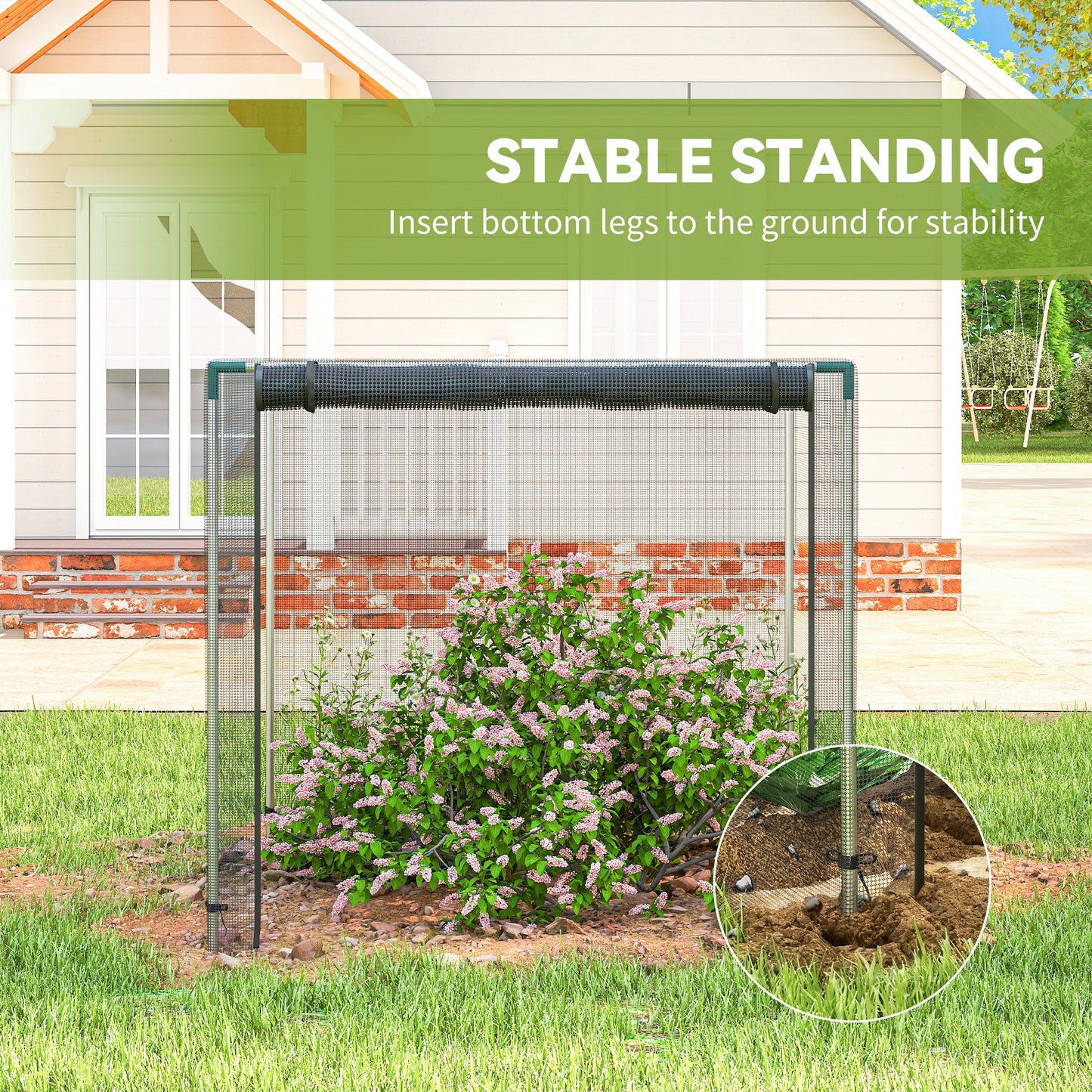 Galvanized Steel Crop Cage, Plant Protection Tent with Zippered Door, 4' x 4', Black