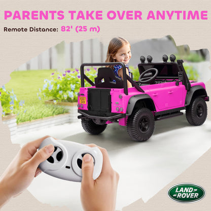Qaba Land Rover Licensed Kids Ride on Truck with Remote Control, Spring Suspension, LED Lights, 3 Speed for Ages 3-5, Pink