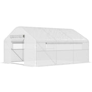 Walk-in Tunnel Greenhouse with UV/Wind Resistant, Galvanized Steel Frame and Windows, Garden Planting Warm House, 13' x 10' x 6.5' , White