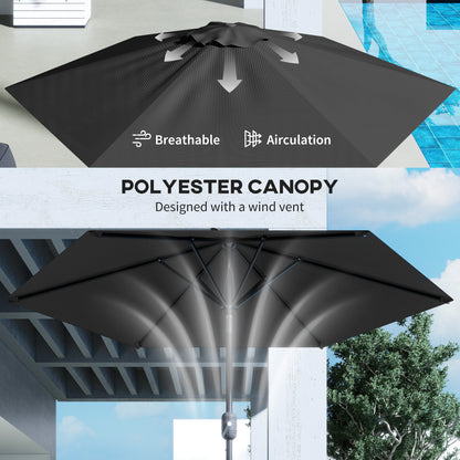 Patio Sun Umbrella, Outdoor Parasol with 6 Ribs, Black