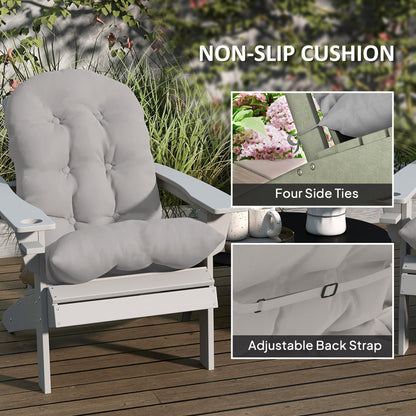 Adirondack Chair Cushions Set of 2 with Ties, Light Grey