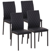Modern Dining Chairs Set of 4, Upholstered Faux Leather Kitchen Chairs with Rhombic Tufting and Metal Legs for Living Room, Black