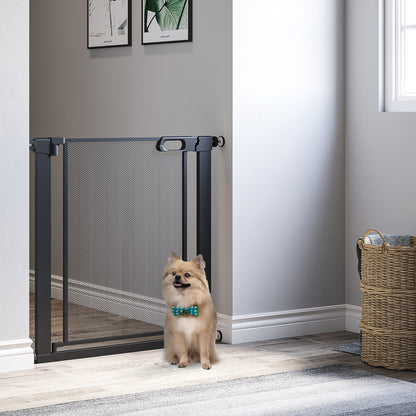 29.5"-32.3" Metal Pet Gate, w/ Auto Closing Door, Double Locking, Dog Gate for Doorways, Stairs, Hallways, Indoor/Outdoor, Black