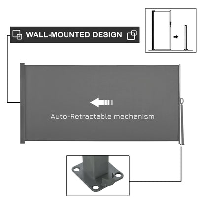 Patio Outdoor Folding Retractable Side Awning Privacy Screen with Resistance to UV Rays & Wind, 118" x 63", Light Grey