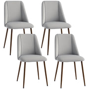 Upholstered Dining Chairs Set of 4, Velvet Accent Chair with Back and Wood-grain Steel Leg for Kitchen, Grey