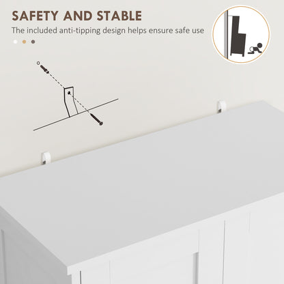 50.5" Kitchen Storage Cabinet, Modern Kitchen Pantry Cabinet with 4 Doors, Drawer, Adjustable Shelf, White