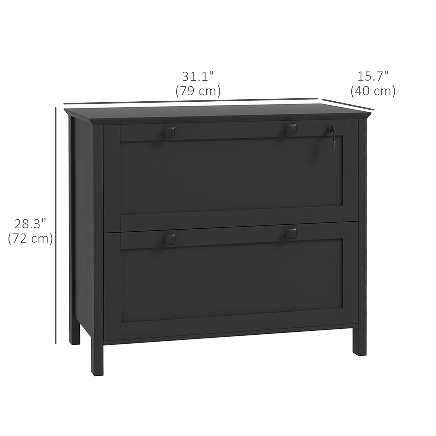 2 Drawer File Cabinet, Lockable Filing Cabinet with Adjustable Hanging Bar for Letter, A4 and Legal Size, Black