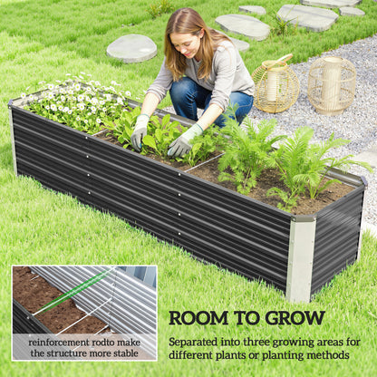 6' x 1.5' x 1.3' Galvanized Raised Garden Bed, Elevated Large Metal Planter Box w/ Install Gloves for Backyard, Patio to Grow Vegetables, Herbs, and Flowers, Dark Grey