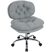 Computer Desk Chair, Armless Office Chair with Wide Padded Seat and Adjustable Height, Tilt Function, Grey