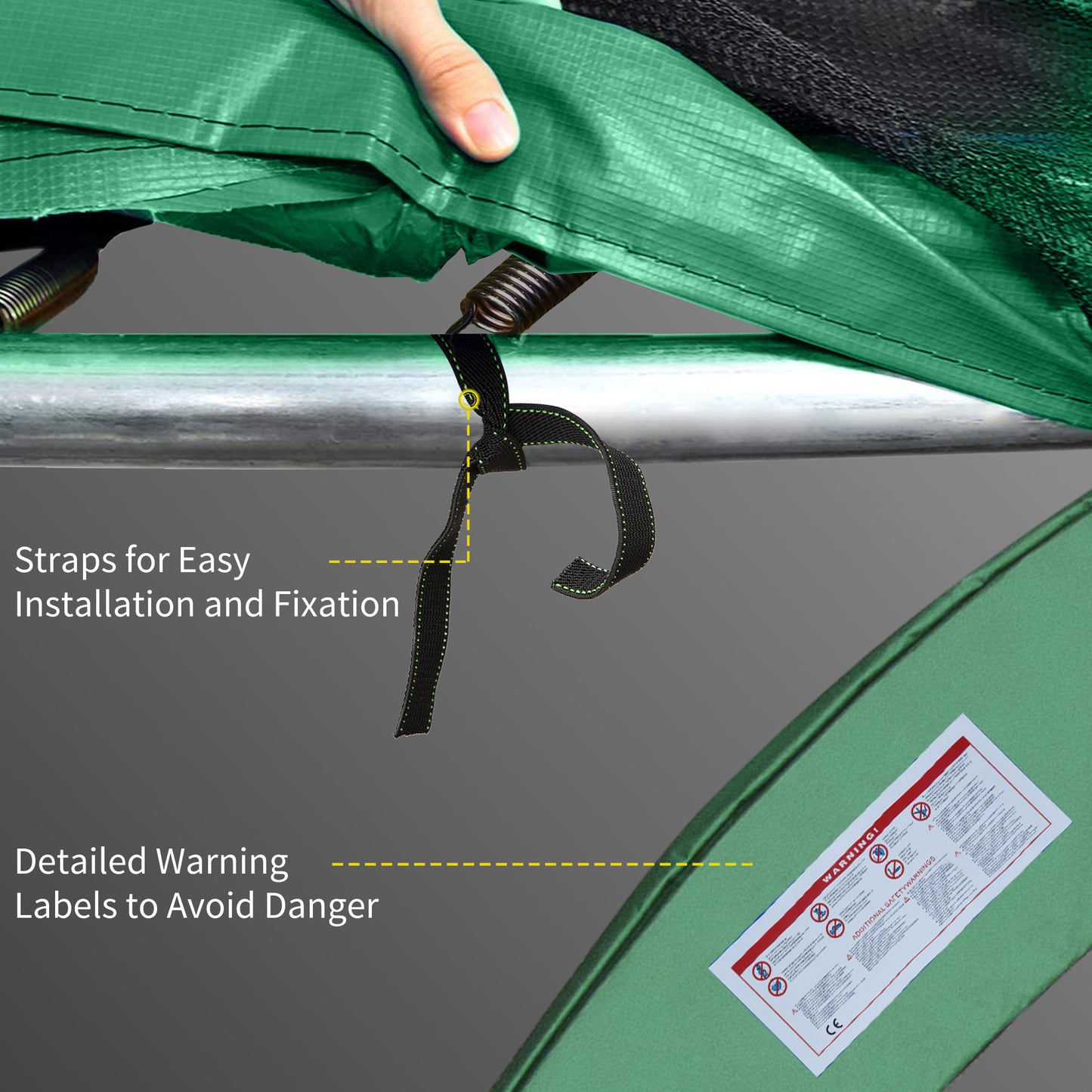 Φ10ft Trampoline Replacement Safety Pad Trampoline Pad Waterproof Spring Cover Green