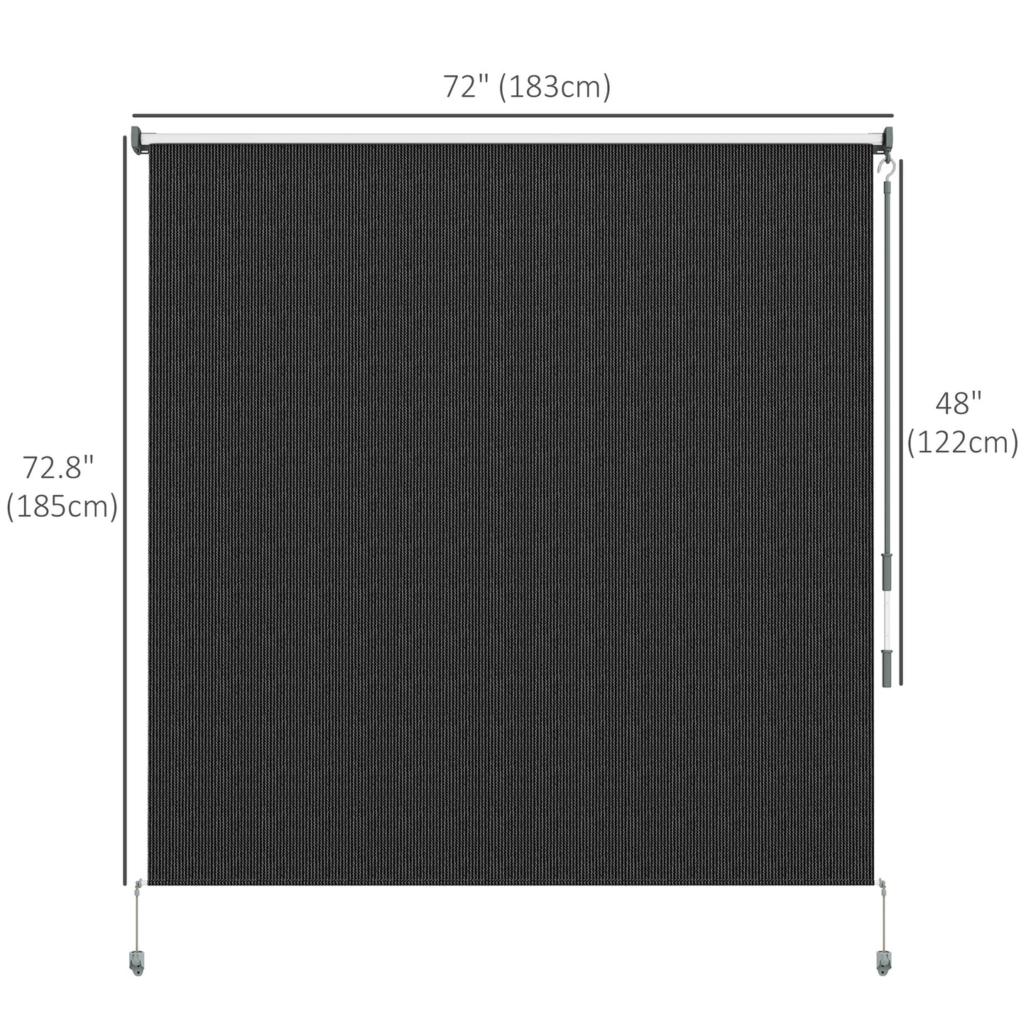 6' x 6' Patio Door Blinds, Outdoor Roller Shades, Cordless Roll Up Shade for Porch Gazebo, Black