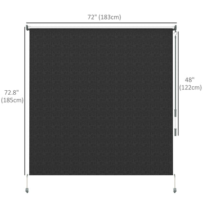 6' x 6' Patio Door Blinds, Outdoor Roller Shades, Cordless Roll Up Shade for Porch Gazebo, Black