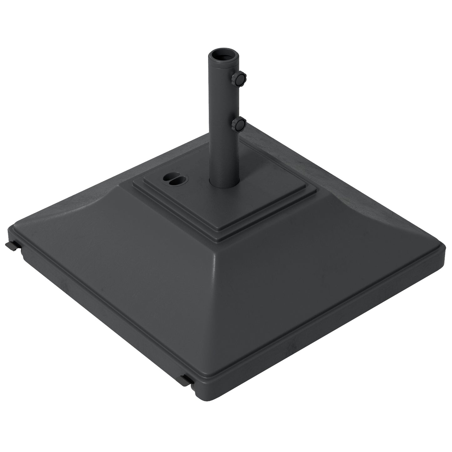 Square Umbrella Base with Wheels, 99 lbs Water or 132 lbs Sand Filled, with Double Adjustable Knob, Black