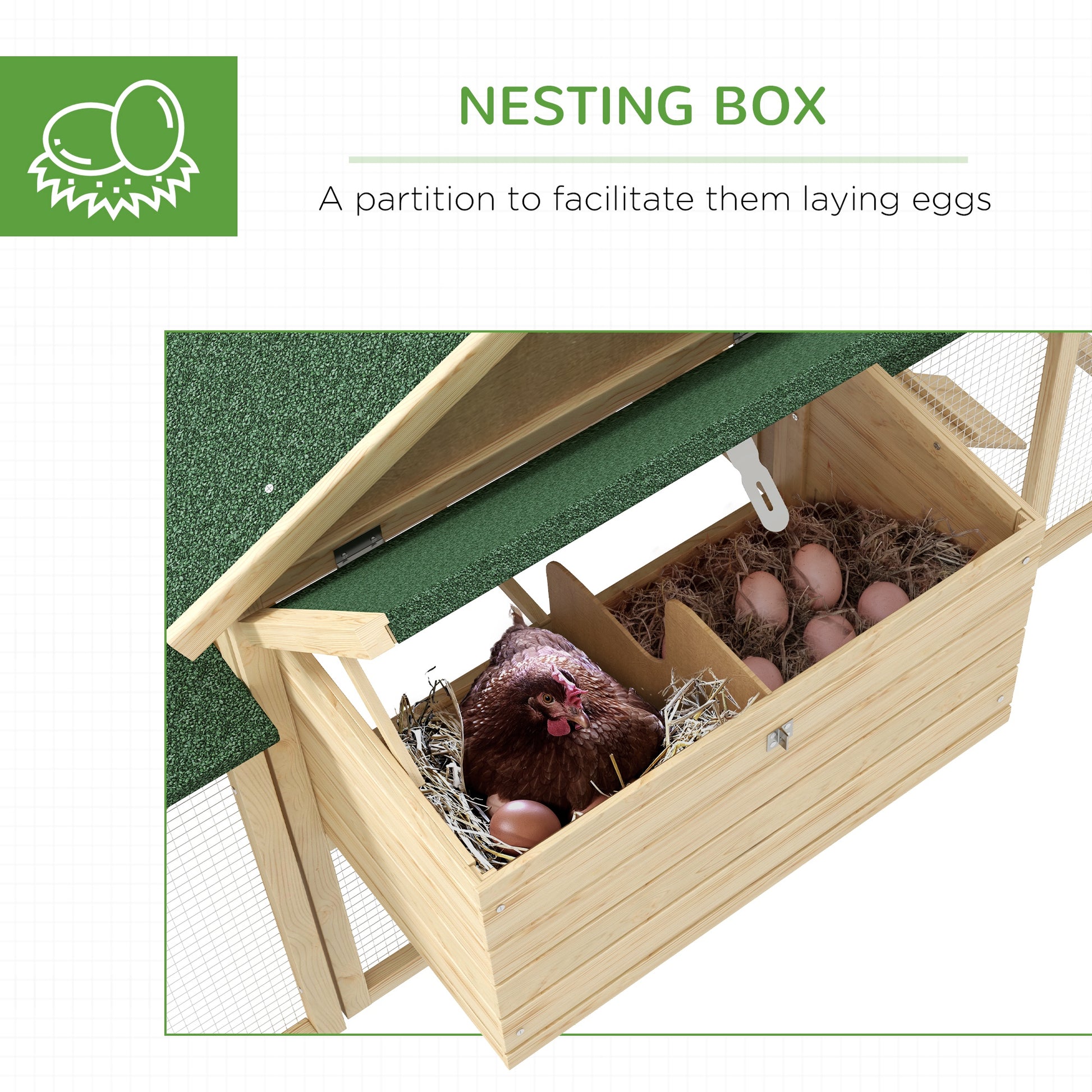 Wooden Chicken Coop, Outdoor Backyard Garden Large Rabbit Hutch with Nesting Box, Run, Ramp, Drawer