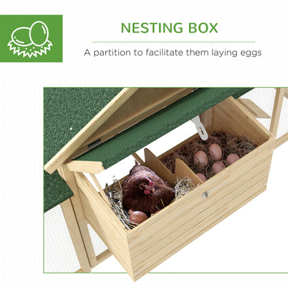 Wooden Chicken Coop, Outdoor Backyard Garden Large Rabbit Hutch with Nesting Box, Run, Ramp, Drawer