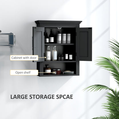 Bathroom Wall Cabinet, Medicine Cabinet, Toilet Storage Cabinet with Shelf for Living Room and Entryway, Black