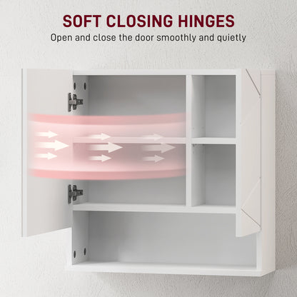 Medicine Cabinet, Wall Mounted Bathroom Mirror Cabinet with Mirrored Door, Adjustable Shelf and Soft Close Mechanism