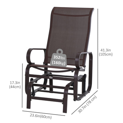 Patio Glider with Breathable Mesh Fabric, Outdoor Glider Chair, Garden Rocking Gliding Seat for Patio, Yard, Porch, Brown