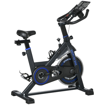 Soozier Adjustable Upright Stationary Exercise Bike w/ LCD Display, Indoor Cycling Bike for Home w/ Adjustable Resistance, Black