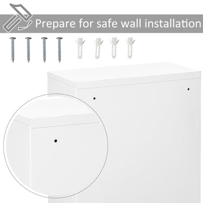 Wall Mount Medicine Cabinet 3 Tier Steel Emergency Box for Bathroom, Lockable with 2 Keys, White