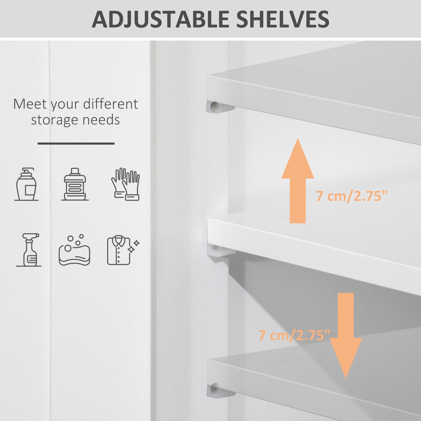Freestanding Bathroom Cabinet with Adjustable Shelf and Drawers, Small Cabinet for Bathroom, Living Room, White