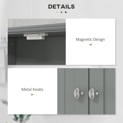 Bathroom Wall Cabinet with 2 Drawers, Modern Medicine Cabinet with 2 Doors and Open Shelf, Over the Toilet Storage Organizer for Living Room, Kitchen，20" x 7" x 26", Grey