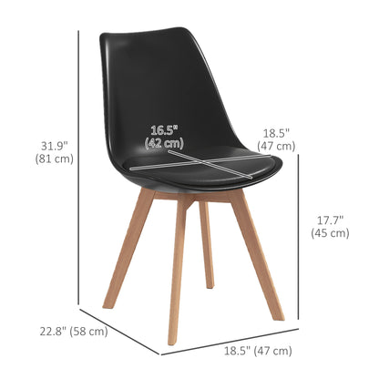 Modern Dining Table Chairs Set of 4, Rubber Wood Kitchen Table Chairs with PU Leather Cushion for Living Room, Bedroom