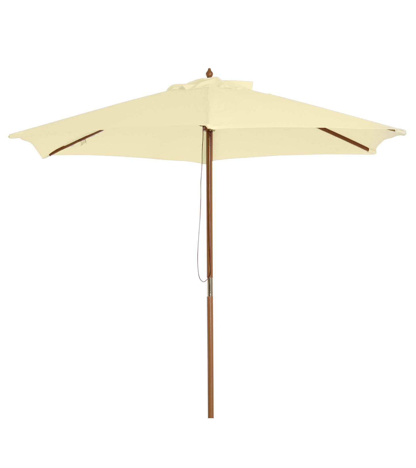 8FT Wood Market Umbrella Patio Umbrella Round Garden Parasol Canopy with Bamboo Ribs and Top Vent, Cream White