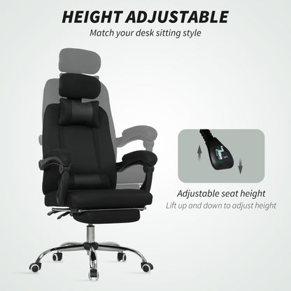 Ergonomic Executive High Back Office Chair with Footrest, Lumbar Support, Black