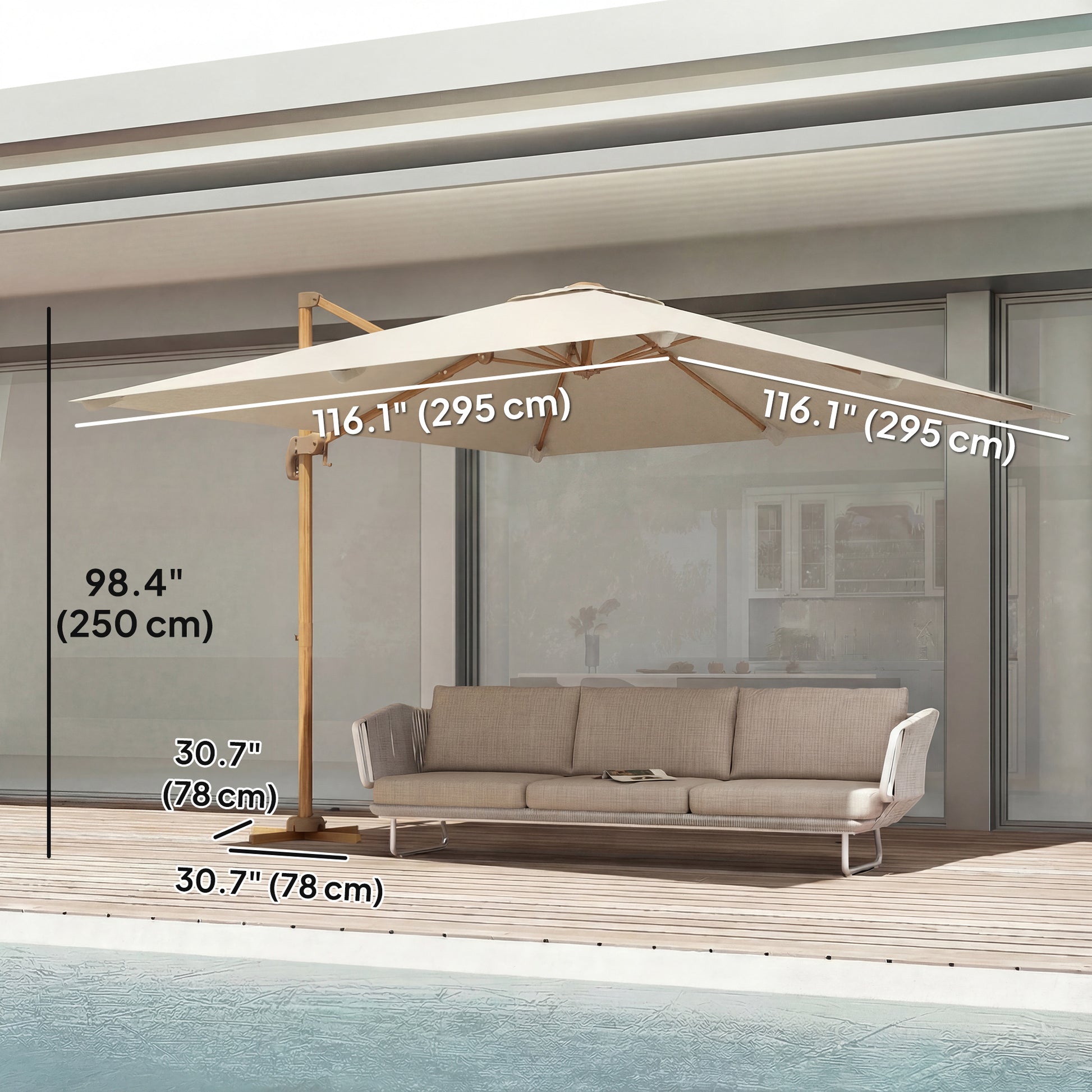10 FT Patio Cantilever Umbrella, Outdoor Offset Umbrella with 360° Rotation, Outdoor Market Umbrella with Crank and Tilt